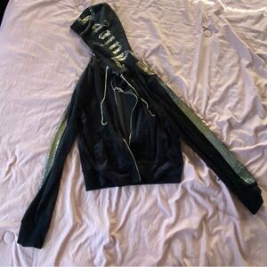 Juicy couture black velour rhinestone track jacket